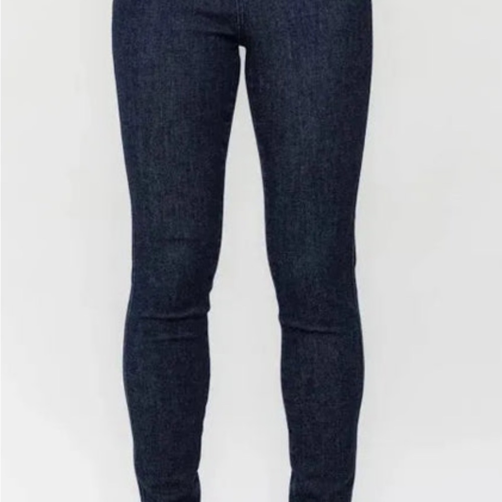 Judy Blue High Waist Dark WaTummy Control Raw Hem Skinny Denim Jeans 88703 15/32